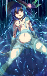 1girls blue_hair breast_grab breasts empty_eyes female food fruit hat inflation long_hair navel nipples nude partially_submerged peach_(fruit) pussy rape red_eyes sex slime slime_inflation slime_monster smile solo spread_legs spread_pussy stomach_bulge suisen tenshi_hinanawi tentacle touhou v vaginal_penetration very_long_hair zhu_(pixiv18983)