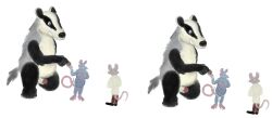 2024 anthro badger balls black_body black_nose bottomwear bulge clothing genitals geuremon group hi_res jockstrap male male/male mammal murid murine mustelid musteline pants penis rat rodent shirt size_difference slightly_chubby topwear underwear white_body