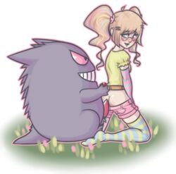 buttjob eyewear female gengar glasses gumball_(character) human interspecies kat male pokemon pokemon_trainer pokephilia straight tied_hair twintails