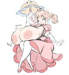 1girls alternate_breast_size big_breasts blonde_hair breasts breasts_bigger_than_head dullvivid female female_only huge_breasts human human_only light-skinned_female light_skin mario_(series) nintendo nipples pink_clothing princess_peach smile super_mario_bros. super_princess_peach