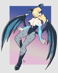 1girls alternate_costume blonde_hair breasts cosplay crossover darkstalkers female female_only looking_at_viewer mario_(series) morrigan_aensland_(cosplay) nanus2 nintendo open_mouth princess_rosalina solo tagme