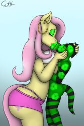 big_breasts fluttershy_(mlp) kiss_mark kissing lipstick my_little_pony skunkdude13