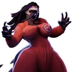 big_breasts da.nilkaz huge_breasts long_hair monster monster_girl nipples_visible_through_clothing scp-682 scp_foundation sharp_teeth tagme thick_thighs