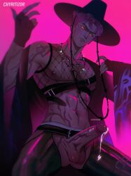 abby_(kpop_demon_hunters) abs balls bara barazoku big_penis cock demon demon_boy demon_humanoid dripping dripping_cum dripping_precum hard_cock kpop kpop_boy kpop_demon_hunters netflix partially_clothed penis pink_hair saja_boys sony_pictures_animation strong yellow_eyes