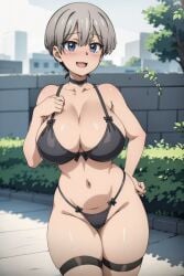 ai_generated armpits bad_tag bikini black_bikini black_panties breasts female large_breasts nude short_hair solo swimsuit uzaki-chan_wa_asobitai! uzaki_hana