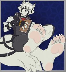 feet foot_fetish foot_focus male_only pawpads paws rosarydraws tagme tail von_lycaon white_body white_feet white_fur white_hair white_paws white_skin white_tail zenless_zone_zero