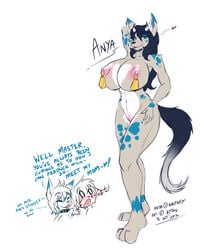 anthro anya big_breasts blush breasts canine cowbell fur furry heart horn huge_breasts katsuke milf mother nipples pussy text wide_hips wolf wolfshy