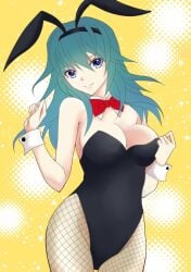 alternate_costume blue_eyes breasts bunny_ears bunny_girl bunnysuit byleth_(female)_(fire_emblem) byleth_(fire_emblem) byleth_(fire_emblem)_(female) female female_only fire_emblem fire_emblem:_three_houses looking_at_viewer nintendo solo sylphy_fe teal_hair