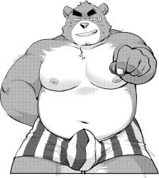 2024 anthro bear belly big_belly bulge clothing ellie_saionji hi_res kemono male mammal moobs navel nipples overweight overweight_male simple_background solo underwear