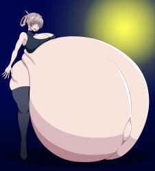 1girls artist_request breasts_bigger_than_head clothed huge_breasts hyper hyper_belly hyper_pregnancy nanakusa_nazuna pregnant ready_to_pop solo yofukashi_no_uta