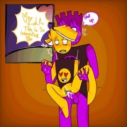 cuntboy jimbo jimbojimmy123 purple_hair purple_skin red_eyes size_difference yellow_hair yellow_skin