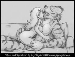 anthro breasts feline female fur furry human human_on_anthro interspecies jay_naylor kathleen male male_anthro/female_human open_mouth penetration russ sex straight tiger vaginal_penetration