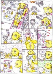 <3 anthro breasts canine comic digimon english_text feline female fox fur furry gatomon laser licking lobotomy mariano nipples open_mouth pussy pussy_juice renamon scientist tail text tongue yuri