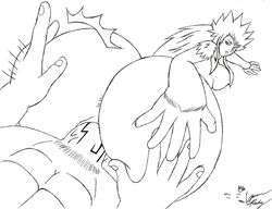 1boy 1girls abarai_renji ass bleach doggy_style female hand_drawn huge_ass male renji_abarai sex spanked spanking zabimaru zabimaru_(monkey) zanpakutou_spirit