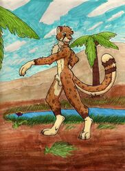 1boy camo cheetah desert feline furry male male_only military oasis sikes solo transformation