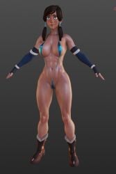 1girls 3d abs avatar_legends blue_eyes crisisbeat dark-skinned_female dark_skin female female_only korra long_hair nickelodeon sleeves sling_bikini tagme the_avatar the_legend_of_korra toned_female