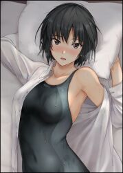 bed bob_hair nanasaki_ai pillow tagme