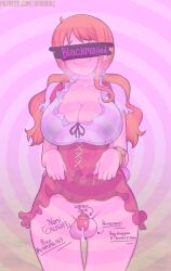 afrobull body_writing chastity chastity_cage chastity_device edit edited futa_only futanari leaking_milk leaking_precum nami one_piece panting permanent_chastity