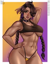 cinder_(fortnite) fortnite hot_girl huge_thighs muscular_female shiny_skin tagme tyrana