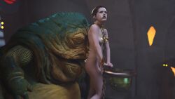 1girls 3d alexbridger ass belly_dancer belly_dancer_outfit boots braided_hair brown_eyes brown_hair bubble_butt chain_leash chained closed_eyes enslaved_royal femsub harem_girl harem_outfit humiliation hutt jabba's_palace jabba_the_hutt kneeling licking_ass loincloth long_hair medium_breasts naked nude nude_female princess_leia_organa slave slave_bikini slave_collar slave_leia slave_outfit slavegirl slime slime_on_back slime_on_breasts slime_on_face star_wars submissive_female