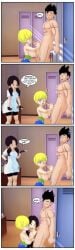 1boy 2girls 3d age_difference bait_and_switch big_breasts big_penis black_hair blonde_hair blue_eyes blush breasts breasts_out classroom closed_eyes clothed cooperative_handjob curvaceous curvy curvy_female curvy_figure dragon_ball dragon_ball_z drool earrings english_text erasa erection female funny furniture genital_fluids genitals huge_cock humor joining_in lecture_hall locker_room male muscular_male nipples one_eye_closed penis precum saliva seated short_hair sitting sitting_on_chair smile son_gohan speech_bubble spit straight text twintails videl voluptuous voluptuous_female