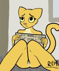 anthro begging feline female fur furry katia_managan khajiit nude outside prequel pussy rek sad solo the_elder_scrolls video_games