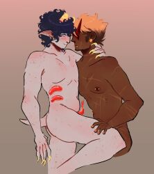 2boys alien alien_genitalia alien_humanoid alien_penis black black_skin blonde_hair blonde_hair_male color colored crackship dark_skin dark_skinned_male dirk_strider duo duo_focus gay homestuck homestuck_troll horn horns humanoid humanoid_alien kankri_vantas male male_focus male_only nude nude_male nudity short_hair short_hair_male spiky_hair sweater tentabulge tentacle troll viktor yaoi