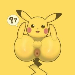 1:1 animal_ears anus ass balls big_ass big_butt brown_eyes brown_nose dulone feet feet_up feral fur furry generation_1_pokemon genitals legs_up looking_at_viewer male male_only mammal mole mole_on_ass nintendo nude open_mouth pikachu pokemon pokemon_(species) presenting presenting_ass presenting_hindquarters puffy_anus question_mark red_cheeks rodent simple_background solo solo_male speech_bubble tail thick_thighs wide_hips yellow_background yellow_body yellow_fur