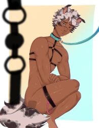 1boy 1male ball_gag biting_lip black_and_white_hair blue_collar buttplug buttplug_in_ass buttplug_insertion buttplug_tail canine_humanoid character_off_screen cute_male dark_skinned dark_skinned_male dog_ears dog_tail dogboy fit fit_male harness harness_only heterochromia horny horny_male humanoid i_was_a_teenage_exocolonist large_buttplug leash leash_and_collar leashed_collar leashed_male looking_at_partner looking_at_viewer male male_focus male_only male_penetrated nymphwh0re oiled_body oiled_skin oiled_up petplay rex_(i_was_a_teenage_exocolonist) sitting sitting_cross_legged sitting_on_face sitting_on_floor smiling smiling_at_viewer soles submissive submissive_male sweating sweating_profusely tagged_collar thigh_strap vibrator vibrator_on_penis white_and_black_hair