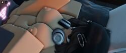 1boy 1girls 3d artist_request breasts brown_hair female male nipples on_back on_bed penis pussy roblox robloxian source_request straight tagme