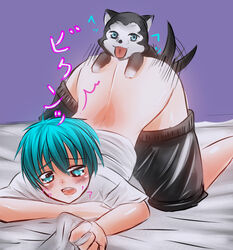 2boys anal blue_eyes blue_hair blush canine doggy_style from_behind gay human_bitch kuroko_no_basuke kuroko_tetsuya male male_only sex yaoi zoophilia