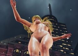 3d blonde_hair breasts completely_nude completely_nude_female down_angle emilie_de_rochefort female human light-skinned_female light_skin long_hair medium_breasts mod namco nude nude_female nudity outdoor_nudity outdoors pale_skin pubic_hair solo standing standing_on_another sweaty tekken tekken_8 video_game_character