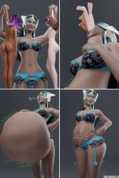 3d 3girls ass belly belly_bulge big_ass big_belly bones bones_in_belly bra bubble_butt burp burping comic d.va dark-skinned_female dark_skin death digestion fatal_vore female female_only female_pred garter_straps hand_on_belly huge_belly indian indian_female larger_female mini_giantess nude oral_vore overwatch panties same_size_vore size_difference smaller_female snuff sombra stomach_deformation stomach_noises symmetra thevoreguy8 vore