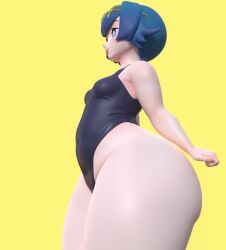 1girls 3d bottom_heavy female female_only gigantic_ass huge_ass lana_(pokemon) one-piece_swimsuit pokemon pokemon_sm solo tagme usukeninja wide_hips