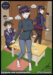 big_breasts blush body_swap bodyswap jan-hen komi-san_wa_komyushou_desu komi_can't_communicate komi_shouko komi_shuuko large_breasts milf pantyshot pleated_skirt retrosqueeze school_uniform socks stockings tadano_hitohito tight_clothing tights turtleneck turtleneck_sweater upskirt yoga_pants