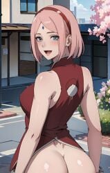 1girls ai_eyes ai_generated butt female female_only human naruto pink_hair_female sakura_haruno solo tagme