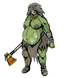 1girls belly big_belly big_breasts breasts female female_only green_skin humanoid monster_girl nipples orc orc_female outie_navel pregnant pregnant_female solo solo_female vwpologt