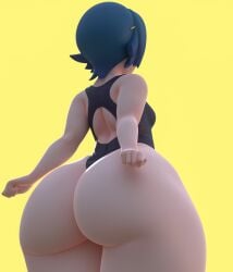 1girls 3d ass ass_focus bottom_heavy female female_only gigantic_ass huge_ass lana_(pokemon) one-piece_swimsuit pokemon pokemon_sm solo tagme usukeninja wide_hips