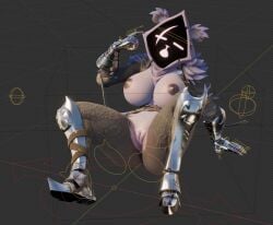 3d 3d_(artwork) big_breasts breasts cleavage female fortnite furry gun huge_breasts nipples nude raven_team_leader tagme thick_thighs wide_hips zoidberg656