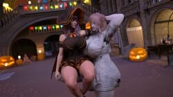 1futa 1girls 3d 3d_model alis_(auditour) auditour balls breasts female futanari ghost_futa ghost_girl halloween holidays huge_breasts light-skinned_female light_skin lustful_eyes original_characters sophie_(auditour) tagme tall_woman testicles