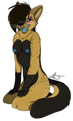 ajshep anthro anthro_only blue blush feline fur furry nipples serval solo the_matrix tongue