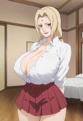 1girls ai_generated arms_behind_back bare_chest bare_legs big_ass big_breasts blonde_hair breasts breasts_bigger_than_head brown_eyes bursting_breasts busty cleavage cleavage_overflow clothing fantasyprompt female female_focus female_only hourglass_figure huge_ass huge_breasts lipstick long_hair looking_at_viewer low_twintails mature mature_female milf naruto naruto_(series) naruto_shippuden pinup pleated_skirt ponytail revealing_clothes school_uniform schoolgirl seductive seductive_eyes seductive_look seductive_smile shirt skimpy skimpy_clothes skirt slim_waist smile solo solo_focus thick_thighs thighs tied_hair top_heavy top_heavy_breasts tsunade twintails upper_body voluptuous voluptuous_female wide_hips