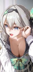 exposed_breasts firefly_(honkai:_star_rail) honkai:_star_rail school_uniform schoolgirl