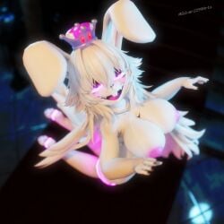 1girls black_background bonfie_(cryptia) boosette dark_background fazclaire's_nightclub female female_only glowing_eyes glowing_eyes_female purple_tongue silver2299 solo solo_female white_hair