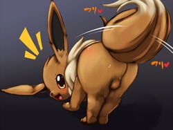 ass balls blush brown_fur eevee fur furry_ears furry_tail gay heart looking_at_viewer looking_back male male_only mooning nintendo open_mouth pixiv plain_background pokemon pokemon_(species) raised_tail showing_off solo tail tail_whip taunting ukanmuriman video_games yaoi