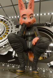 3d_(artwork) absurd_res anthro bank bank_robbery blender_(artwork) blender_(disambiguation) bodily_fluids bodysuit clothing diane_foxington digital_media_(artwork) dreamworks female genital_fluids heist hi_res koofey omorashi peeing puddle skinsuit the_bad_guys tight_clothing urine watersports wetting