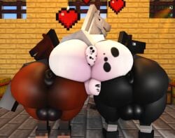 2025 anus ass balls big_balls big_butt black_body black_ears black_fur black_hair black_mane black_tail brown_body brown_ears brown_fur brown_hair brown_mane digital_media_(artwork) equid equine feral fur genitals group hair hay hay_bale heart_symbol horse horse_(minecraft) huge_butt inside looking_at_another looking_back male mammal mane microsoft minecraft mojang multicolored_body multicolored_fur on_another presenting presenting_hindquarters puffy_anus quadruped rear_view roblox smile stable surprise surprised_expression tail thick_thighs trio two_tone_body two_tone_fur white_body white_ears white_fur white_hair white_mane white_tail willie_piv xbox_game_studios