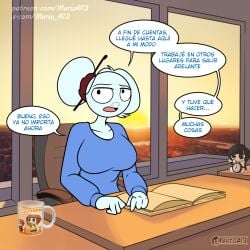 1girls abrahamjrz carla carla_en_la_oficina comic_panel female hugging karla marioa13 patreon_username spanish_text speech_bubble stickwoman twitter_username