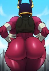 ai_generated alien alien_girl ass ass_focus ben_10 ben_10_omniverse big_ass four_arms huge_ass looma_red_wind mullon muscular_male novelai red_body red_skin solo solo_focus tetramand