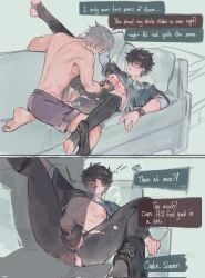 anal anal_sex anal_sex caelus_(honkai:_star_rail) cuntboy dan_heng finger_fuck fingering gay honkai:_star_rail ripped_pants saltyfrites yaoi